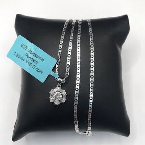 Sterling Silver 925 0.80CT MOISSANITE Small Pendant Necklace Size 18”